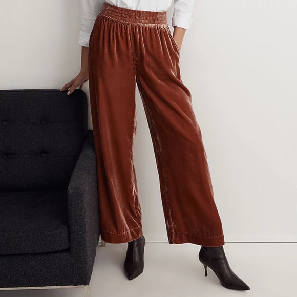 Madewell Silk-Blend Velvet Carley Wide-Leg Pants - Picture 5 of 8